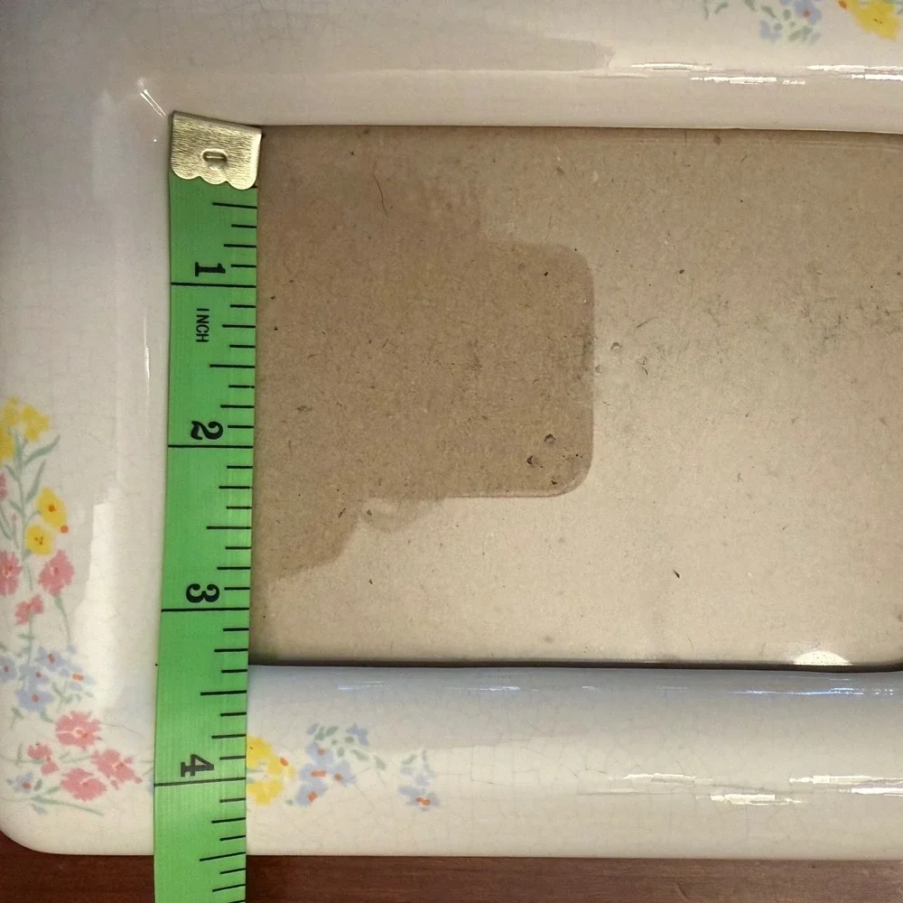 Vintage ceramic porcelain picture frame floral cottagecore 80s shabby chic 3.5x5